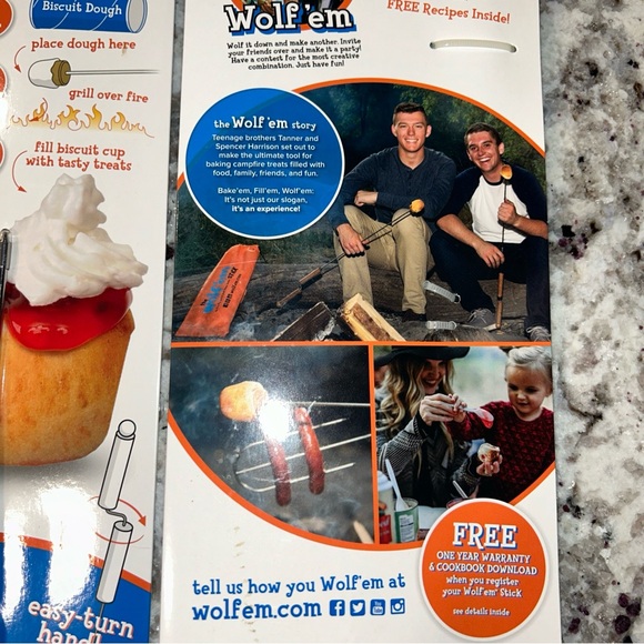 Wolf'em Stick Campfire Biscuit Cup Hotdog Roaster Cooking Tool Marshmallow Stick - Picture 6 of 6